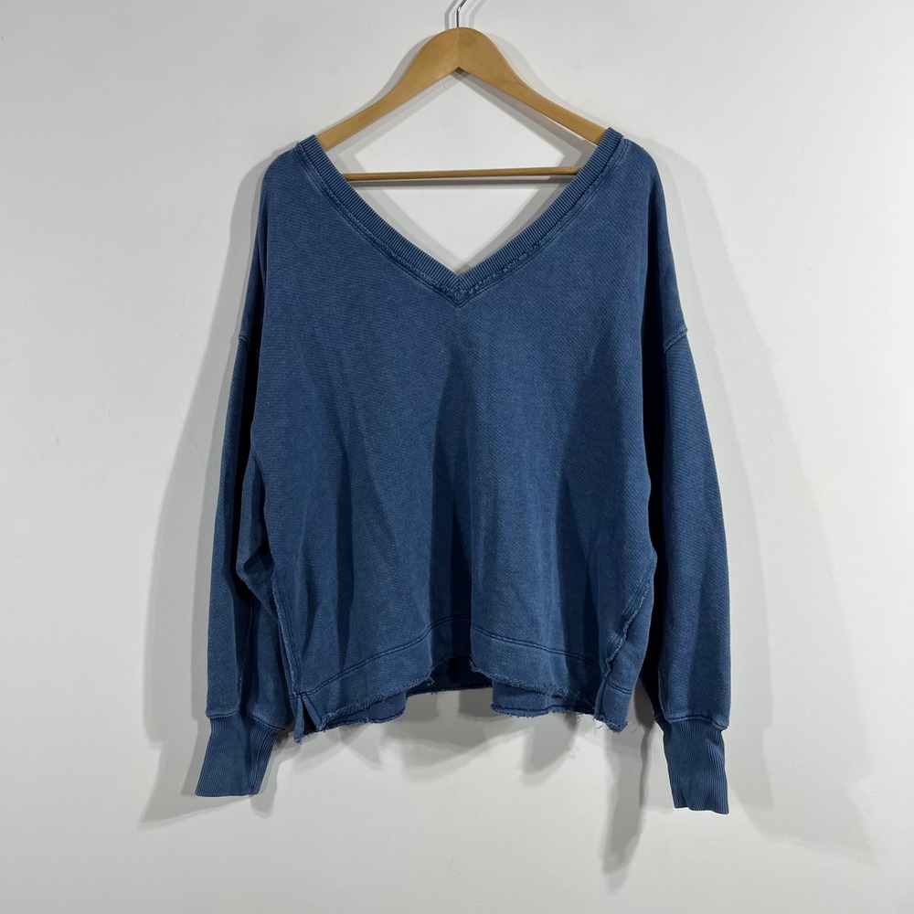 American Eagle Seriously Lived-In Blue Oversized Sweatshirt Medium Lounge Boho